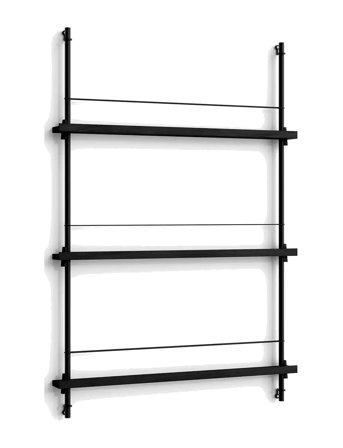 MOEBE Box Set, Magazine Shelving Ms.115.1, Oak Shelves, Black Legs (Fsc Mix Credit) - Black - H:115CM
