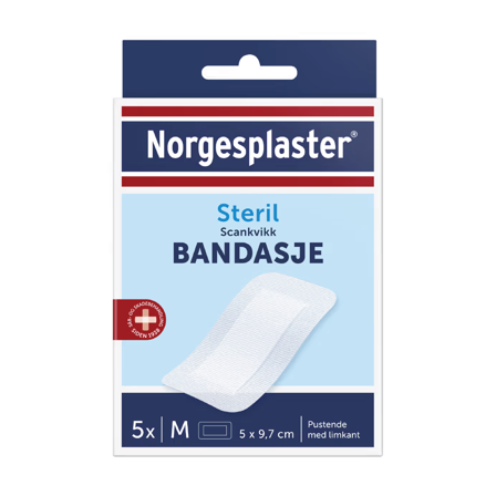 Norgesplaster Scankvikk bandasje, 5.0 cm x 9.7 cm, hvit, 5 stk.
