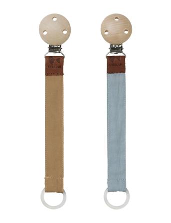 Pacifier Strap - Cottage Blue - Caramel - 2 Pack Baby & Maternity Pacifiers & Accessories Pacifier Clips Multi/mønstret Fabelab*Betinget Tilbud