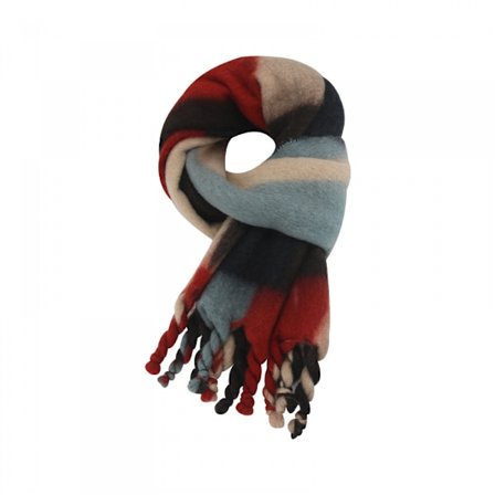 Höst Vinter Halsduk Kasmirs Ull Rutig Halsduk Varm Grov Stor Filt Wrap Sjal Halsdukar för Kvinnor Män(Röd)