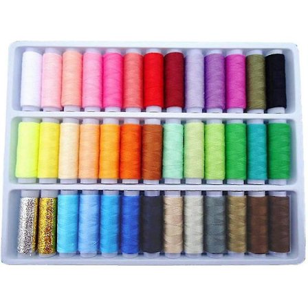 50 olika färger polyester sytråd av hög kvalitet, 150 meter per färg, för symaskin och handsömnad