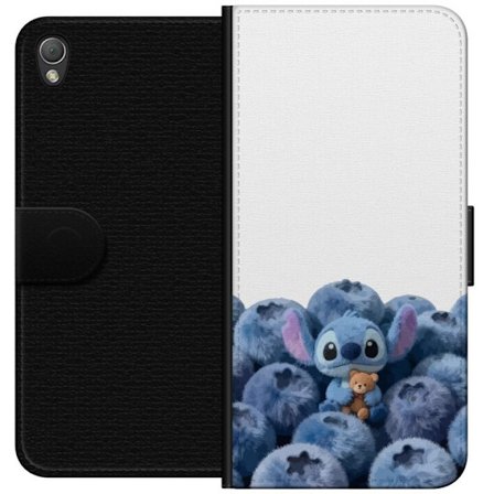 Kompatibelt Plånboksfodral till Sony Sony Xperia Z3 Söt blå karaktär bland blåbär med nalle i mjuk och lekfull illustration