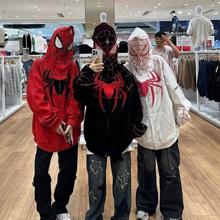 Spiderman Hoodie med dragkedja och huva - Streetwear Oversized Sweatshirt