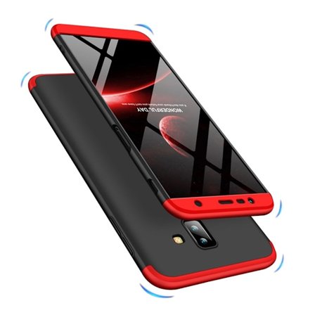 Samsung Galaxy J6 Plus (2018) GKK 3-palainen kova muovinen takasuoja kuori - Musta/ Punainen