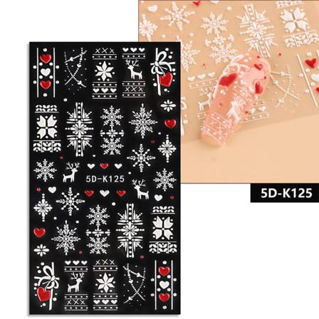 5d-präglad Snöflinga-nagelklistermärke Självhäftande Gör-det-själv-manikyr A