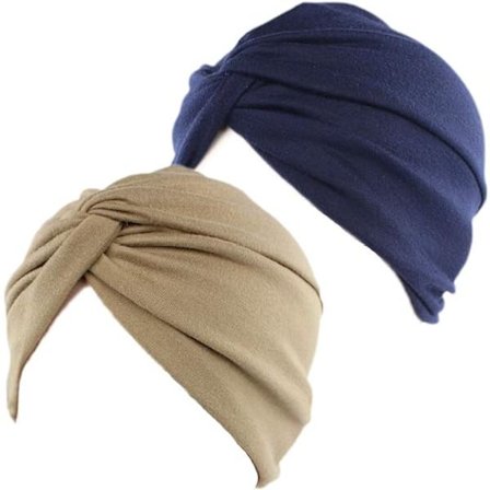 Khaki, Navy, -2stk Kvinners Hijab Hodeplagg Kryss Bomull Stretch Natt