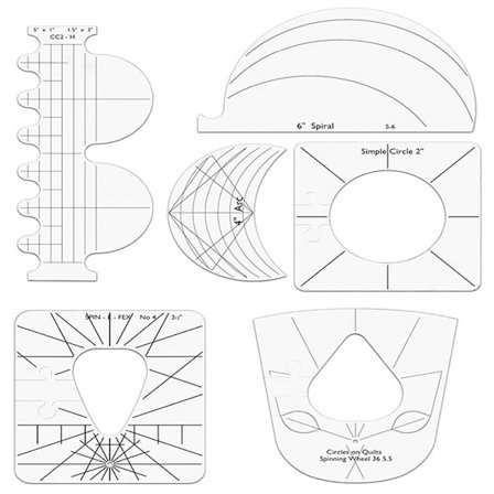 6 stk. Quilte skabelon lineal Quilte ramme Akryl fri bevægelse Quilte skabelon til husholdningssøm