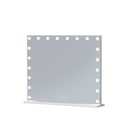 FENCHILIN 100 x 80 cm Stort Makeupspejl med Lys 20 LED Pærer USB Bordplade Vægmonteret Spejl Hvid