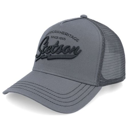 Stetson - Grå trucker Keps - Big Size American Heritage Classic Charcoal A-Frame Trucker @ Hatstore