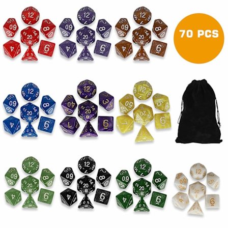 70 stk. polyhedriske terninger, der er kompatible med Dungeons & Dragons Dnd Mtg Rpg D4-d20 spil