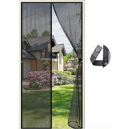 Magnetisk flueskjermdørgardin, 90*200cm flueskjermdørgardiner, insektbeskyttelsesgardin for stue balkongdør (svart)