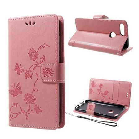 Huawei P Smart Printti Kuviollinen PU Nahkainen Lompakko Suoja Kotelo - Pinkki