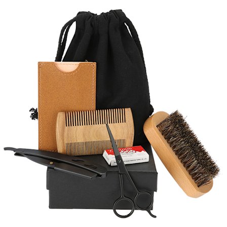 6 kpl/setti Kannettava miesten parranmuotoilu Muotoilu Parranajoharja Kampa Sakset Viiksien hoitotyökalu