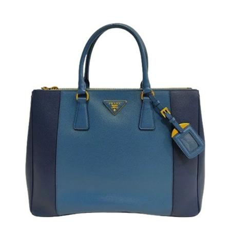 Prada Vintage Pre-owned Leather Galleria Tas , Blauw , Dames , Maat: ONE Size Vintage Tassen