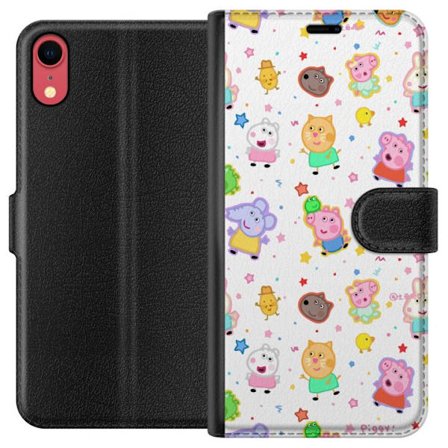 Yhteensopiva Lompakkokotelo Apple iPhone XR Värikkäät piirretyt eläinhahmot leikkisässä tyylissä tähtien ja pisteiden kera vaalealla taustalla