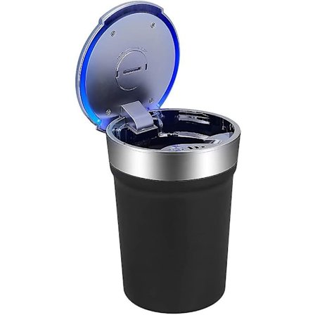 Bærbar Askebeger for Bil, Røykløs Sylinder med Lopp og Blått LED-Lys