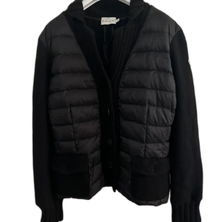 Svart puffer cardigan jacka Moncler S