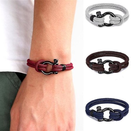 Stainless Man Band Rope Woven Bracelet Fashionable Charm Male Wrist Band Jewelry Gift