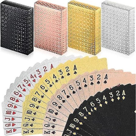 4 Pakkaa Pelikortteja Foliopöytäkortteja Korttipakka 24 K Kulta Timantti Foliopöytäkortit Kultaiset Pelikortit