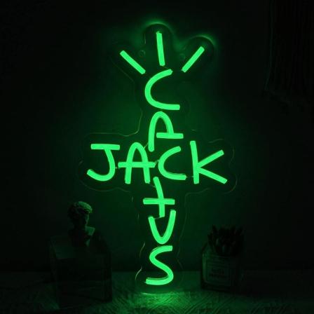 IC Cactus Jack Neonmerkki Vihre t Sanat Neonvalomerkki Sein taide Neonvalo Rap-puhujille West Coast Light Up Ripustusmerkki Makuuhuoneelle Kotiin 