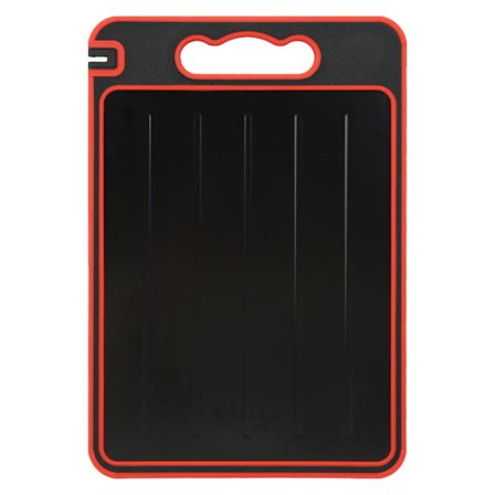 3 i 1 dubbelsidig Frost Away Tallrik Skärbräda Snabbupptiningsbricka med knivslip för fryst kött som tinar Svart Röd