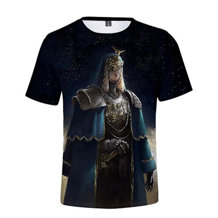 Elden Ring Tryckt T-shirt med Rund Hals och Korta Ärmar för Män och Kvinnor