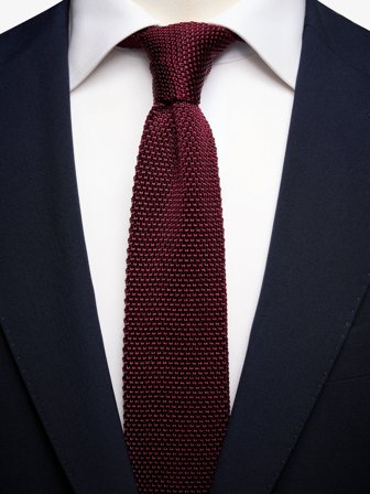 John Henric Men's Dark Burgundy Knitted Tie Size 6