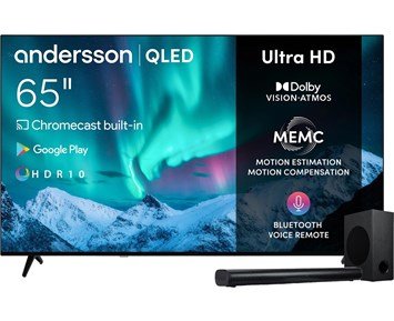 Andersson QLED6550UHD + SRS 2.4 - Black - 65" 4K QLED-TV med soundbar och subwoofer