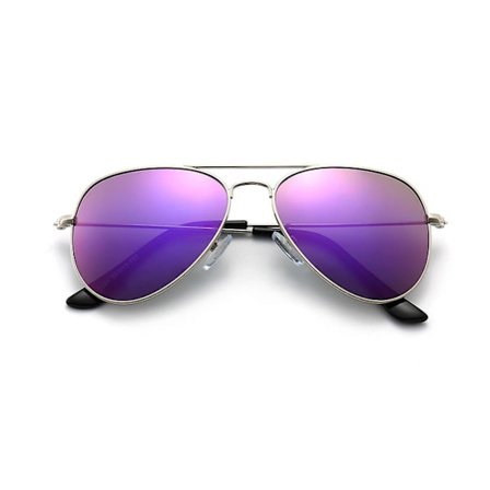 Polariserte solbriller for barn, tenåringer og juniorer - Aviator-modell med polerte glass, ramme i rustfritt stål, fjærhengsler og UV-beskyttelse, 