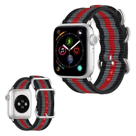 Apple Watch Series 5 40mm stribe Mønster nylon urrem - Sort / grå / Rød Multicolor