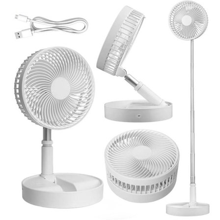 Folding Floor Fan / Table Fan – Adjustable Design with 7200mAh Battery, Wireless & Versatile Use
