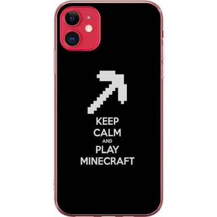 Kompatibelt Mobildeksel til Apple Apple iPhone 11 Hold roen og spill Minecraft tekstplakat med minimalistisk gamer design for spillinteresserte.