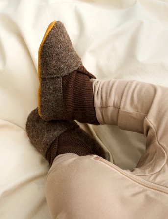 En Fant Wool Slippers W. Rib - Brown - 19