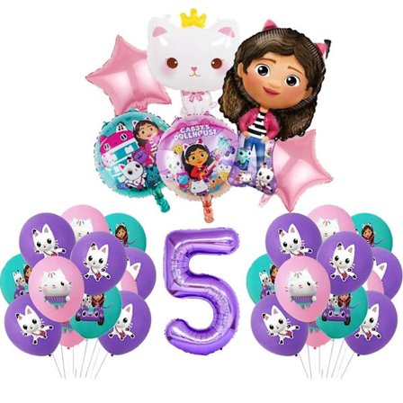 Gabby Dukkehus Katte Fødselsdagsfest Dekoration Engangsservice Serviet Halm Dug Kop Balloner Baby Shower Supplies