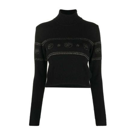 Chiara Ferragni Collection, Chiara Ferragni Sweaters Czarny Czarny, Kobieta, Rozmiar: S