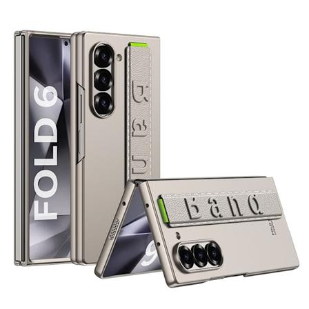 Etui til Samsung Fold6 mobiltelefon, kreativt, ultraftynt, hardt skall, mobiltelefondeksel, Z Fold6 armbåndsbeskyttende deksel Titanium Gray