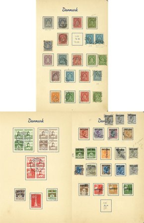 Danmark ca. 1851-1955 - Samling på løse fortryksblade - Stemplet