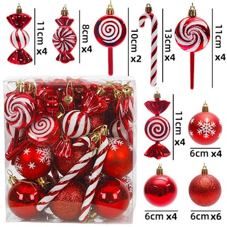 36 st godis käpp klubba målade julgranskulor set juldekoration hänge fönsterdisplay