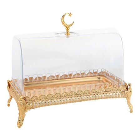 Matbrett Kakefat med Lokk Rektangulær Godteridisplay Muslimske Brett Smørfat Serveringsbrett for Sjokolade Bakverk Fruktkaker