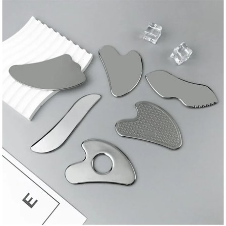 Gua Sha Facial Tool Stainless Steel GuaSha Massage Tool Natural Universal Facial Silver Metal Gua Sha Board