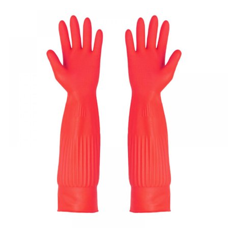 Tykk Latex Rengøringshandsker til Køkken og Have, Genanvendelige Husholdningshandsker med Lang Manchet, Vandtætte Skridsikre Handsker med Fremragende 