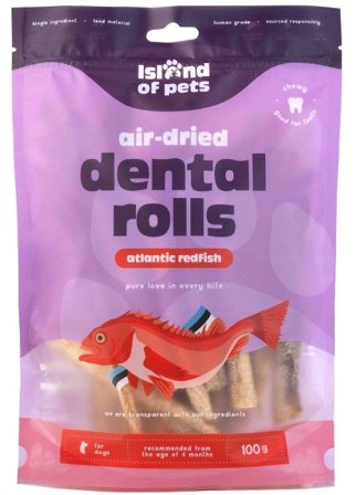 Island of Pets Island of Pets Air-dried Atlantic Redfish Dental Rolls 100 g