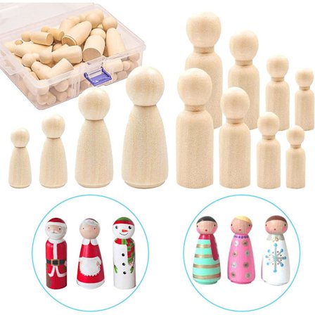 50 Stykker Trefigurer Til Maling, Lekefigurer Tre Familiefigurer Dukker Til Maling Håndverk, Små DIY Trefigurer Mann Kvinne Gutt Jente Barn