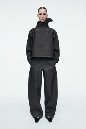 COS Women's Top In Denim Grezzo Con Dettaglio Sciarpa in Blu