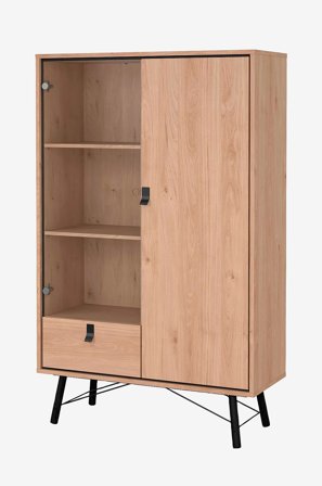 Tvilum - Vitrinskåp Ry 1 dörr + 1 glasdörr + 1 låda - Brun - Skåp - Från Homeroom