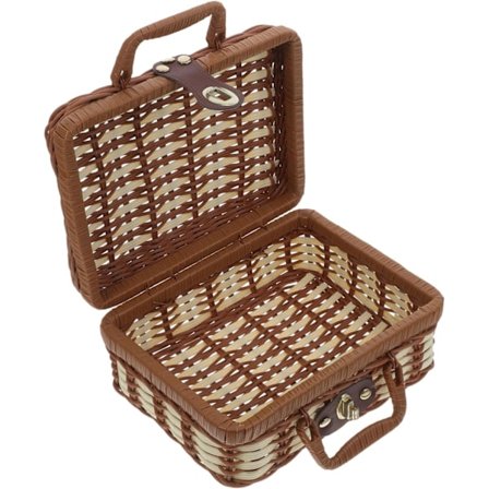 Reiseveske i rotting, vevd oppbevaringskurv i vintage stil for utendørs bruk