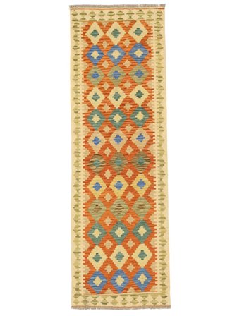 Hand Woven Kilim Afghan Old Style Rug 83X257 Brown/Orange
