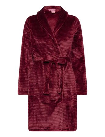 Robe Short Fleece Embossed Rib Aamutakki Red Hunkemöller