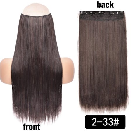 Långt rakt 5 Clip In Hårförlängningar Syntetisk Fiber Fake Hair 22 Inch Hairpiece Röd Svart Blond Naturlig Frisyr För Kvinnor