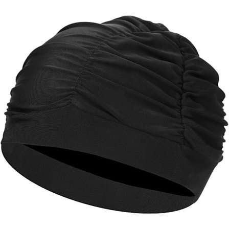 Plisseret badehætte til kvinder, dame badehætte til langt hår, super elastisk badehætte, strand surfing hætte, komfortabel brusehætte